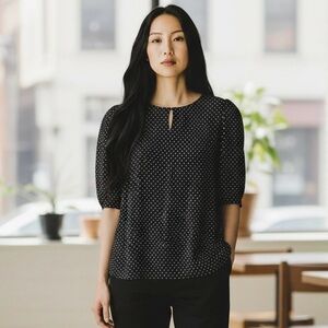 LOFT Black and White Polka Dot Blouse